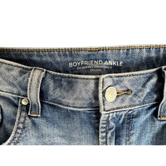 Chico's Boyfriend Ankle Jeans  Size 8r (1) Light Wash Stretch Denim  Boho Casual - Picture 7 of 13